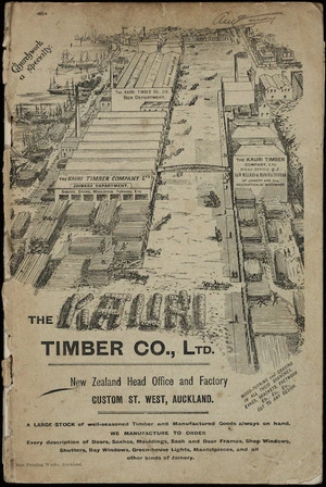 The Kauri Timber Company Ltd (Auckland Office) :[Catalogue. Front cover. ca 1906].