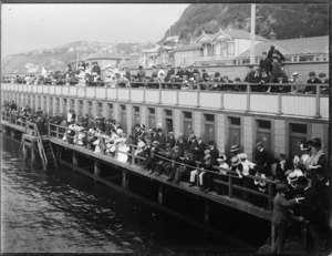 Spectators at the Wellington Swimming Sports, Te Aro Baths, Wellington