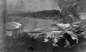 View of a fire at the top of Manners Street, Wellington, taken from The Terrace