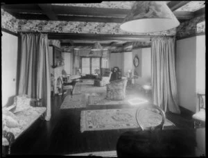 Unidentified house, interior, sitting room, Christchurch