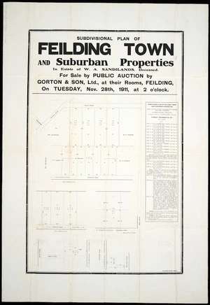 Subdivisional plan of Feilding town and suburban properties