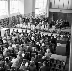 The Governor General, Sir Willoughby Norrie, speaking at the opening of the Lower Hutt War Memorial Library, 28 February 1956.