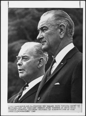 Keith Holyoake and President Johnson at the White House, Washington D C.