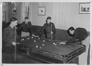 New Zealand airmen playing pool during World War II