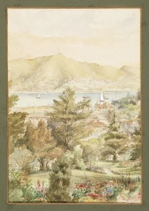 [Stowe, Jane], 1838-1931 :[Thorndon and Wellington Harbour. ca 1880]
