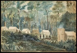Artist unknown :Manning Bros [camp, Taranaki. ca 1890]