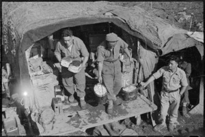 Cooks from the 28th (Maori) Battalion preparing food, Southern Italy - Photograph taken by George Frederick Kaye