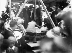 Governor Plunket laying the foundation stone for the public hospital at Stratford