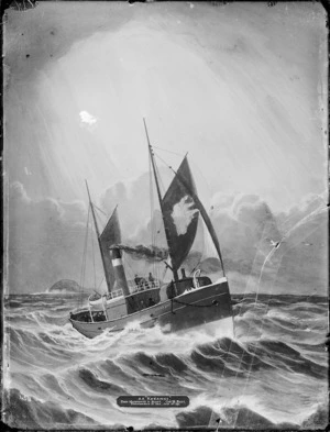 Painting of the steamship Kakanui at sea by David Ogilvie Robertson
