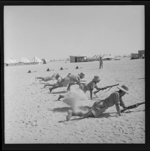 Members of the 28th New Zealand (Maori) Battalion at weapon training, Egypt