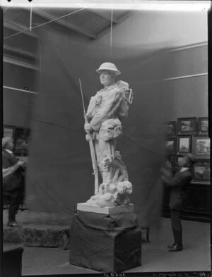 Sculpture of soldier in an art gallery