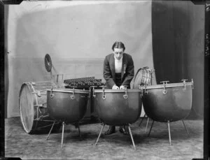 Unidentified musician playing the kettle drums