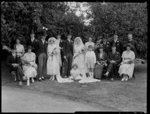 Wedding group, members of party unidentified, Christchurch