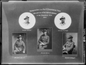 Photographic montage 'Marshland Boys of the Main NZ Expeditionary Force who left on active service abroad in the European War 1914'