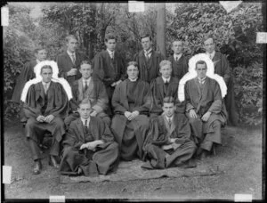 Students of Canterbury University College in academic gowns