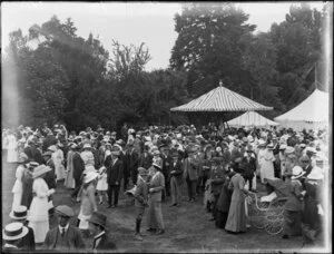 View of a crowd at a rose show, Christchurch