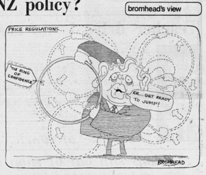 Bromhead, Peter, 1933- :Price regulations... Auckland Star, 1 December 1973.