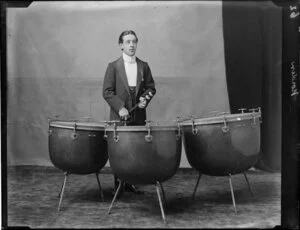 Mr Norden with a set of kettle drums