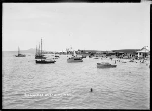 Leisure craft and holiday makers at Bucklands Beach, Auckland