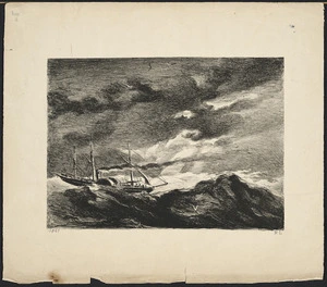 Laishley, Richard, 1815-1897 :[Paddle steamer in a storm. Lithographed by] R L 1847