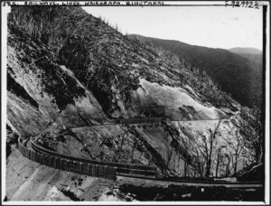 View of a curved corner of the railway track on the Rimutaka Incline