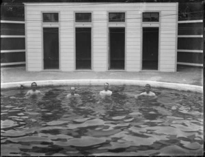 Men bathing in a pool at Hanmer Springs