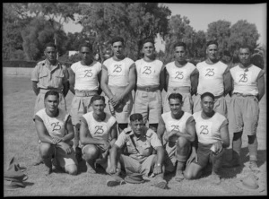 The Maori Team, winners of the tug of war at the 2nd Division Athletic Championships, Cairo, Egypt - Photograph taken by George Kaye