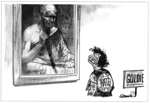 Evans, Malcolm, 1947- :Goldie exhibition. Live to hate. Ake ake. New Zealand Herald, 21 October 1997.