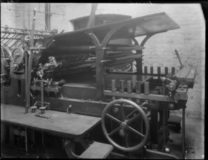 Printing press at an unidentified newspaper office