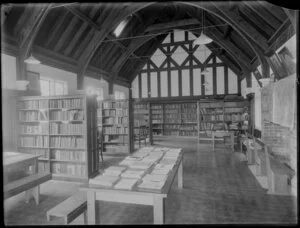 Interior view of the library at Christ's College, Christchurch