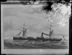 Painting of a steam ship at sea