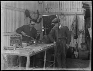 Ex-serviceman undergoing rehabilitation as a welder after the Great War
