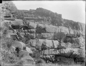 Basalt rocks, probably in the Otarama area, Canterbury