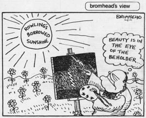 Bromhead, Peter, 1933- :Beauty is in the eye of the beholder... Auckland Star, 6 December 1975.