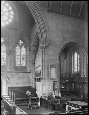 View including the pulpit at Christ Church Cathedral, Christchurch