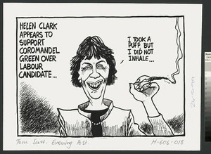 Scott, Thomas, 1947- :Helen Clark appears to support Coromandel Green over the Labour candidate... Evening Post, 26 October 1999.