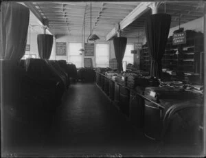 Crown Clothing Manufacturing Company, Christchurch, display of wares
