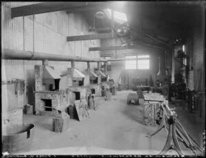 Interior of unidentified blacksmith department