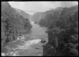 View of the Waikato River with the Arapuni Power Station in the distance, circa 1928.