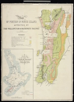 Map of portion of North Island, affected by the Wellington & Manawatu railway