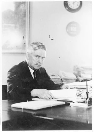 Walter Nash at his desk