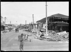 Street in Hastings, after the 1931 Hawke's Bay earthquake