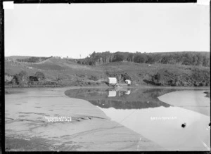 Waingaro Landing at the mouth of the Waingaro River, Raglan Harbour, 1910 - Photograph taken by Gilmour Brothers