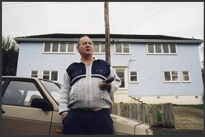 Graham McCready outside the two Housing New Zealand flats he bought in Linden - Photograph taken by Ross Giblin