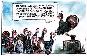 "Before we begin our AGM, a moment's silence for those of our comrades who in recent days have paid the ultimate price!" 2 January 2011