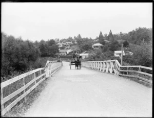 Horse drawn cart on a bridge at Geraldine