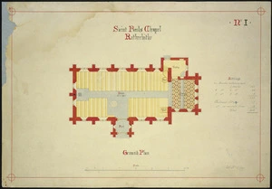 Beatson, William, 1807-1870 :Saint Pauls Chapel Rotherhithe. No 1. Ground plan. [1849?].