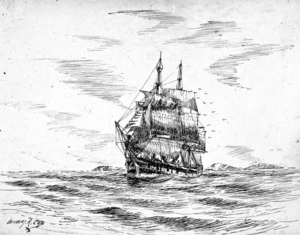 Whaling ship Charles W Morgan, off the the Bay of Islands