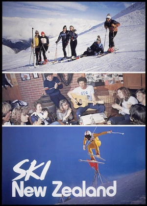 New Zealand. Tourist and Publicity Department :Ski New Zealand (skiers and guitarist]. P D Hasselberg, Government Printer, Wellington New Zealand. 1982.