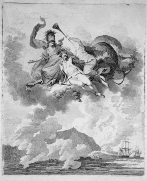 [Loutherbourg, Philippe Jacques de] 1740-1812 :[The Apotheosis of Captain Cook from a design of P. J. de Loutherbourg, R. A. The view of Karakakooa Bay is from a drawing by John Webber R. A. (the last he made) in the collection of Mr G. Baker. London. Pub[lishe]d Jan[uar]y 20 1794 by J. Thane, Spur Street, Leicester Square]